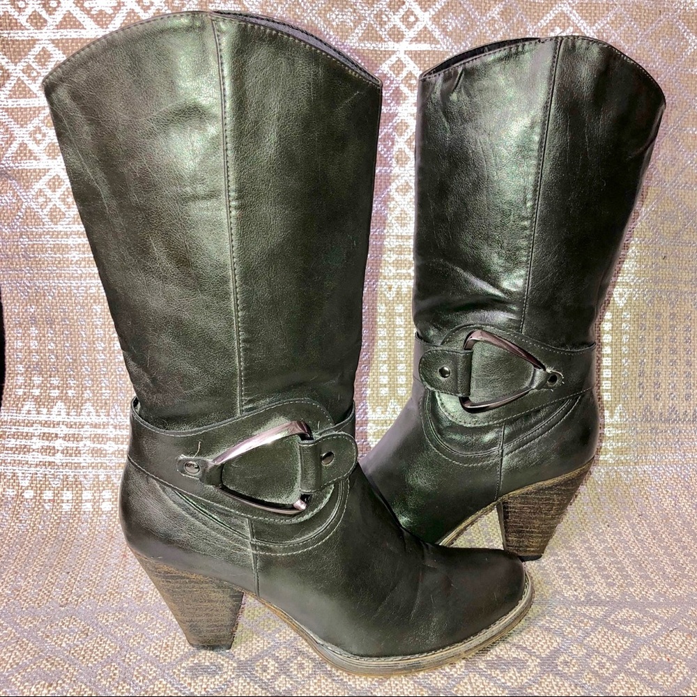 Very Volatile Houston Gray Mid Calf Heeled Boot